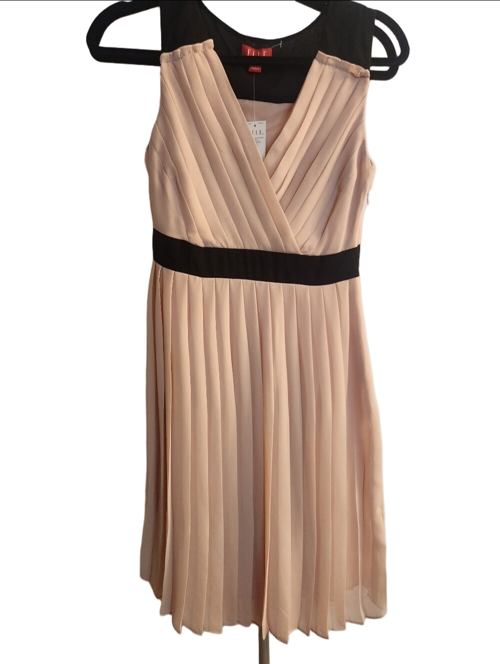 Elle Rose Smoke Pleated Empire Dress, sleeveless, knee-length cocktail dress 2